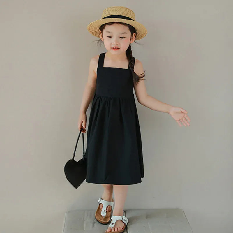 ノースリーブワンピース Black / 100cm キッズワンピース ノースリーブAラインワンピース 2カラー【mh0005954】