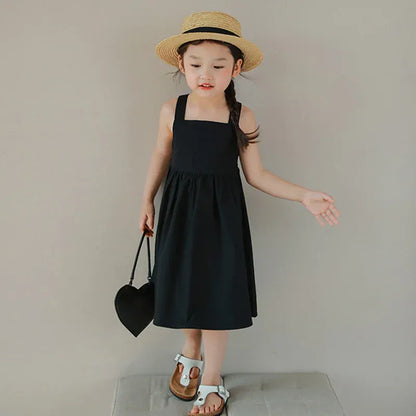 ノースリーブワンピース Black / 100cm キッズワンピース ノースリーブAラインワンピース 2カラー【mh0005954】