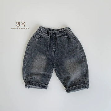 デニムパンツ black / 12M  80CM キッズパンツ 変わりポケットルーズデニムパンツ ブラックジーンズ