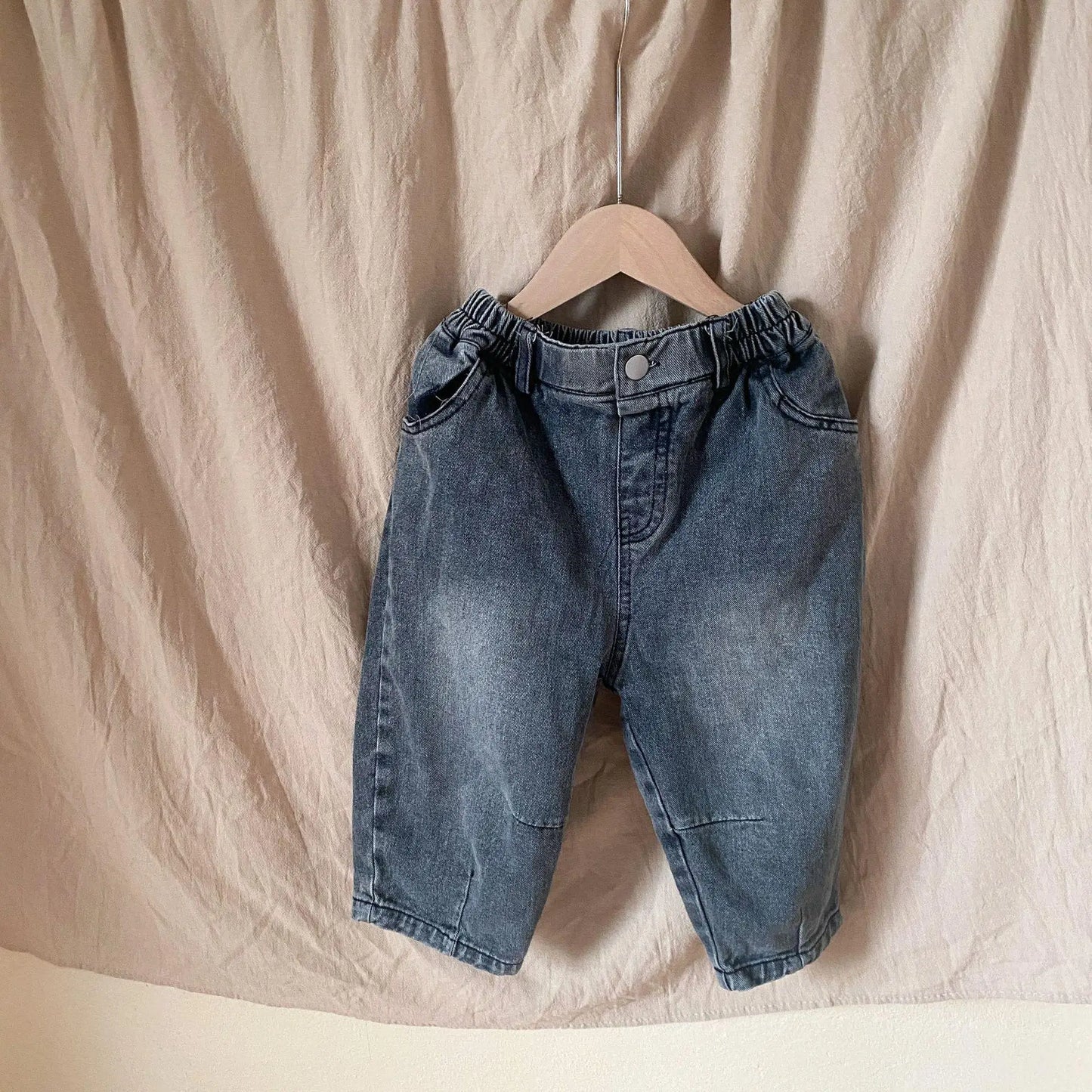 デニムパンツ black / 12M  80cm キッズパンツ デニムパンツ ルーズパンツ ジーンズ ブルー/ブラック/2カラー