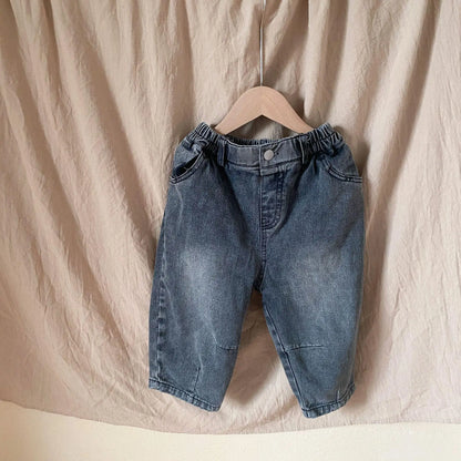 デニムパンツ black / 12M  80cm キッズパンツ デニムパンツ ルーズパンツ ジーンズ ブルー/ブラック/2カラー