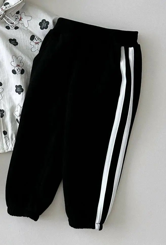 ロングパンツ・スウェットパンツ Black / 12M  80CM キッズパンツ ダブルサイドラインスウェットジョガーパンツ 3カラー【mh0006968】