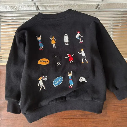 トレーナー・フーディ Black / 12M  80CM キッズトップス バック刺繍長袖スウェットシャツ【mh0008034】