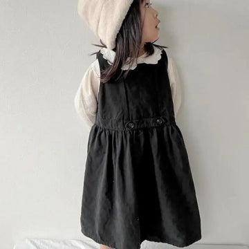 ノースリーブワンピース black / 2T  90cm キッズワンピース ノースリーブワンピース ジャンパースカート ブラック/アプリコット/2カラー