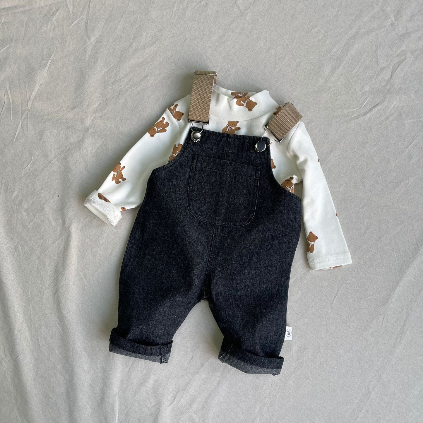 オーバーオール Black / 66cm ベビーオーバーオール デニムサスペンダーサロペットパンツ【mh0009106】
