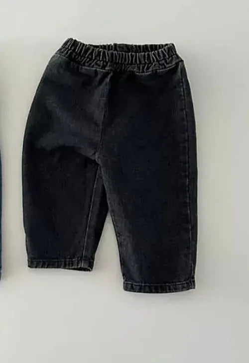 デニムパンツ black / 73cm ベビーキッズパンツ デニムパンツ ルーズパンツ ジーンズ ブラック/ブルー/2カラー
