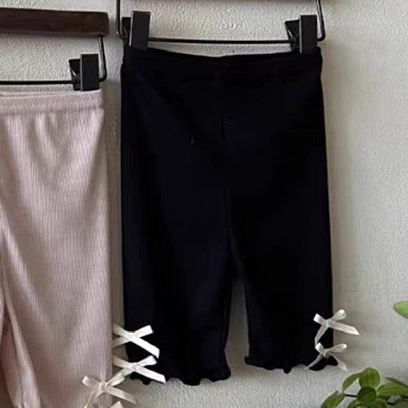 レギンスパンツ Black / 73cm サイドリボンショートレギンスパンツ【mh0010371】