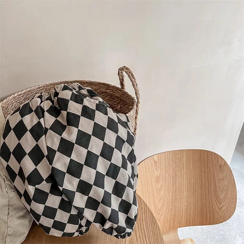 ロングパンツ・スウェットパンツ black / 80cm キッズパンツ ダイヤチェック ロングパンツ 暖パン ブラック ブラック 2カラー ユニセックス 男の子 女の子 子供服