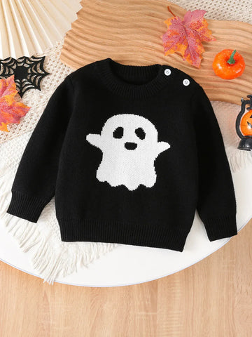 ニット・セーター Black / 80cm キッズトップス ハロウィンコスチューム 長袖セーター おばけ 2カラー パーティ Halloween 👻【mh0006473】