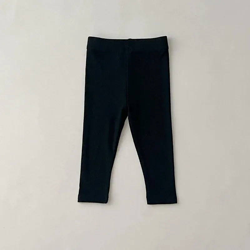 レギンスパンツ black / 80cm キッズレギンス 無地 ボーダー レギンスパンツ シンプルベーシック 7カラー