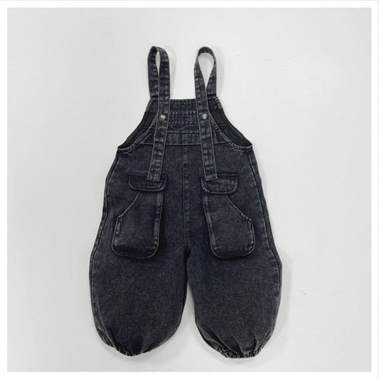 オーバーオール black / 80cm キッズ オーバーオール デニム サスペンダーパンツ サロペット ブラック ボーイズ 男の子 子供服 7829