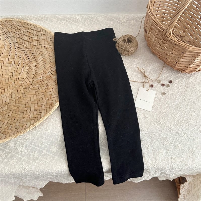 レギンスパンツ black / 80cm キッズ シンプル ベーシック レギンスパンツ ボーダー 無地 8カラー ユニセックス