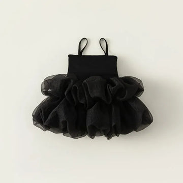 ノースリーブワンピース black / 80cm 9-12m キッズワンピース キャミソール チュチュ チュールスカート プリンセス ドレスワンピース 2カラー