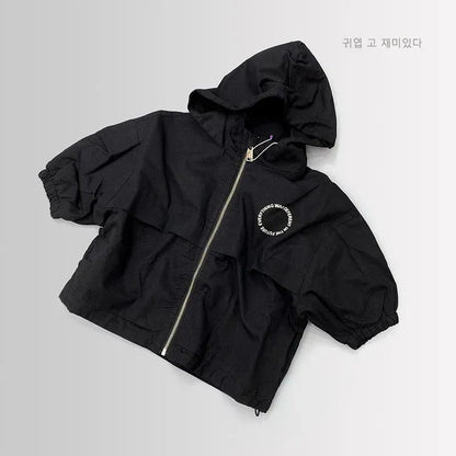 ショートコート・ジャケット・ジャンパー Black / 80cm 9-12M キッズアウター フーディウィンドブレーカーコートジャケット 2カラー【mh0007479】
