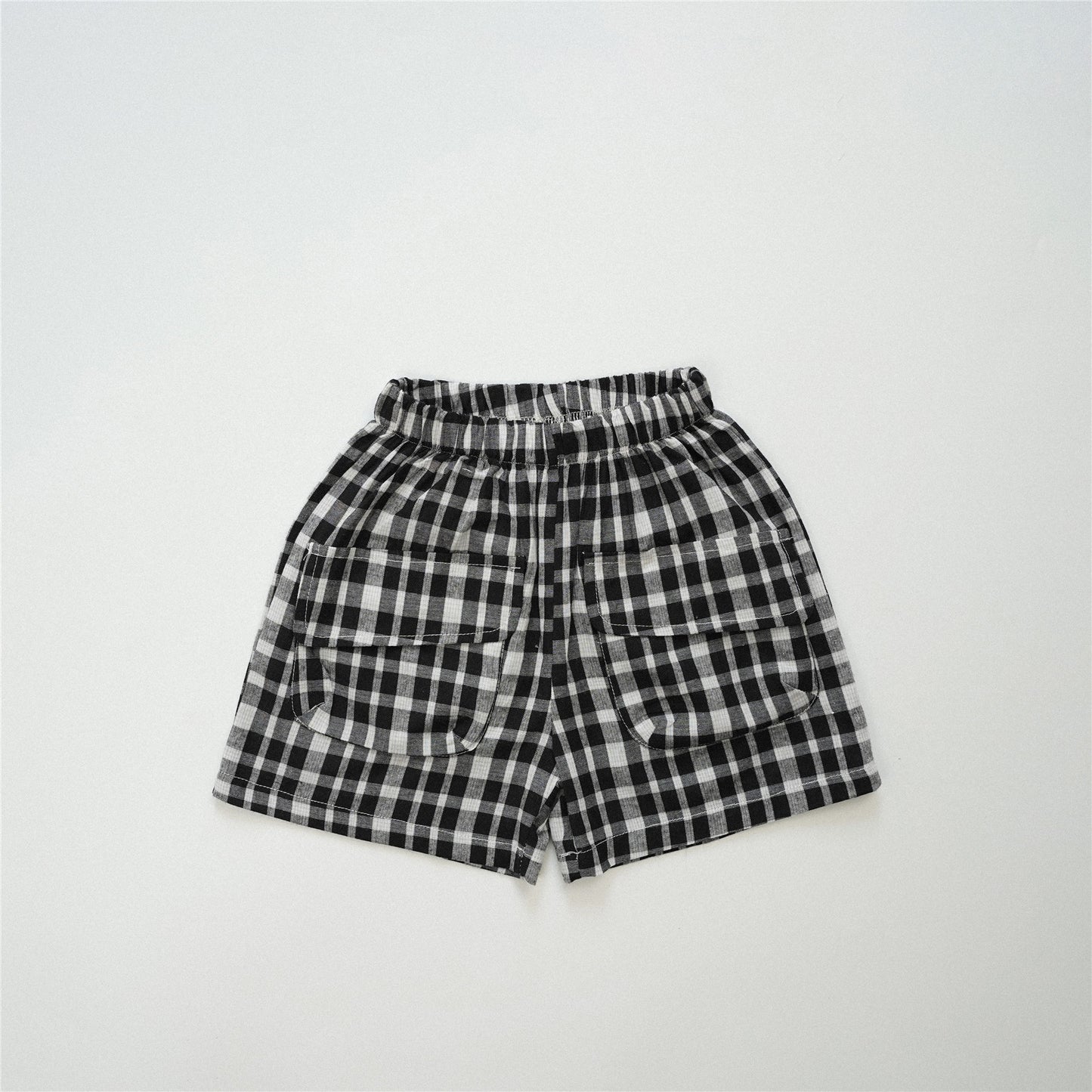 ハーフパンツ・ショートパンツ Black / 80cm Plaid Large Pocket Casual Shorts チェック柄 ビッグポケット ショートパンツ【mh0012237】