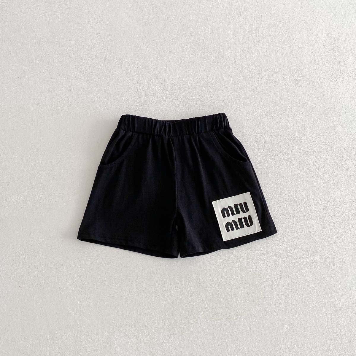 ハーフパンツ・ショートパンツ Black / 90cm ボーダー/無地ビッグタグショートパンツ【mh0010347】