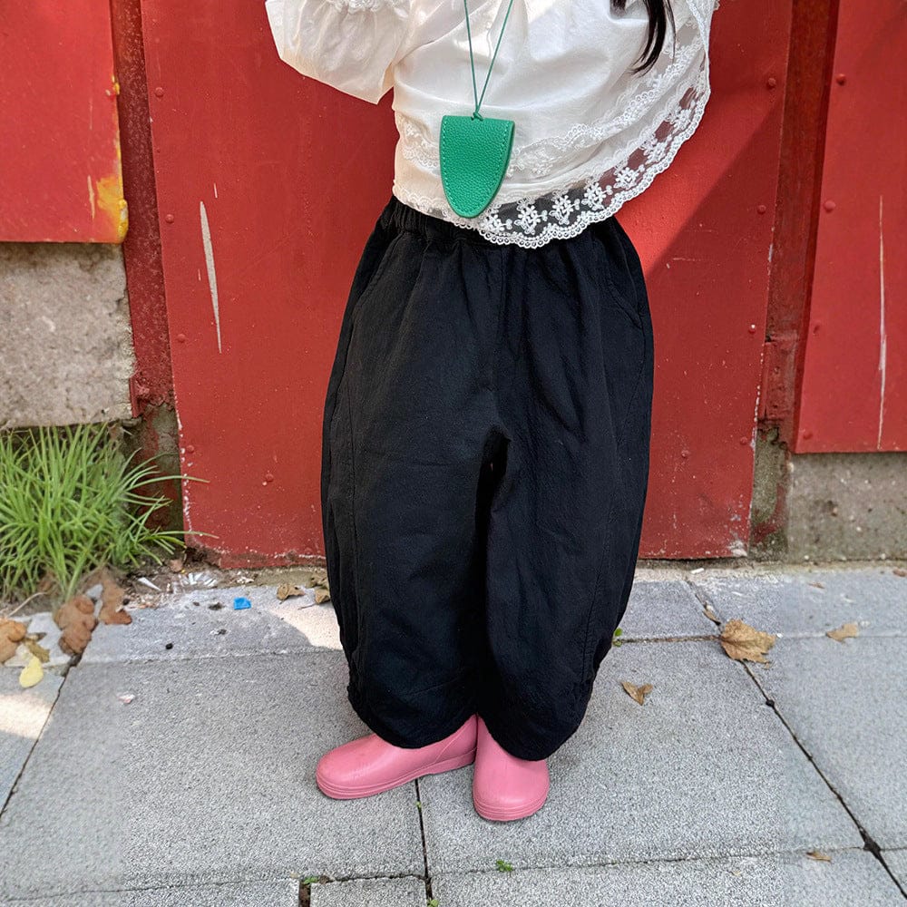 ロングパンツ・スウェットパンツ Black / 90cm ワイドシルエットパンツ 裾絞りバルーンパンツ イージーパンツ【mh0011067】