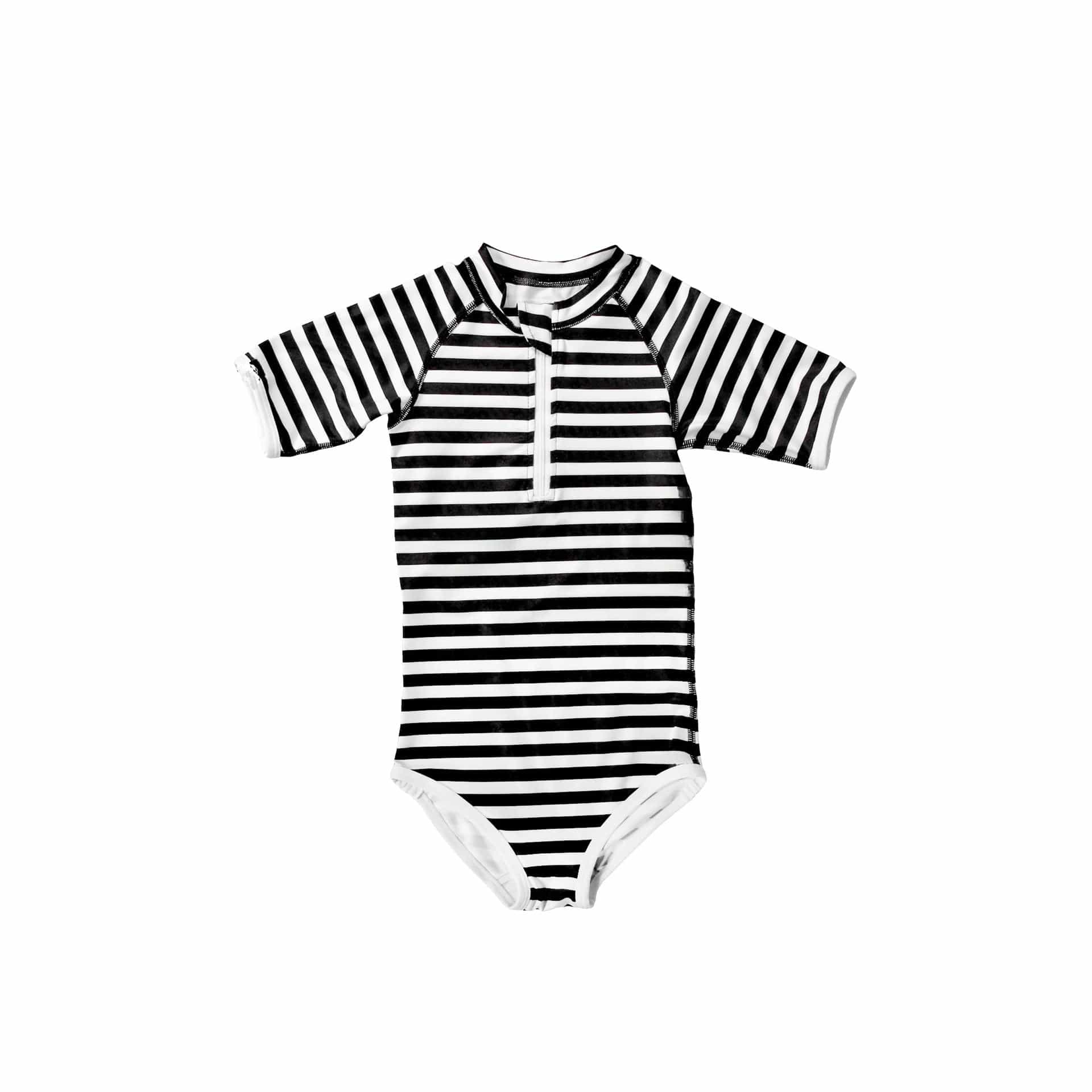 ベビー用水着 black and white stripes / 80 ガールズ水着 半袖ワンピーススイムウェア ラッシュガード【mh0009282】