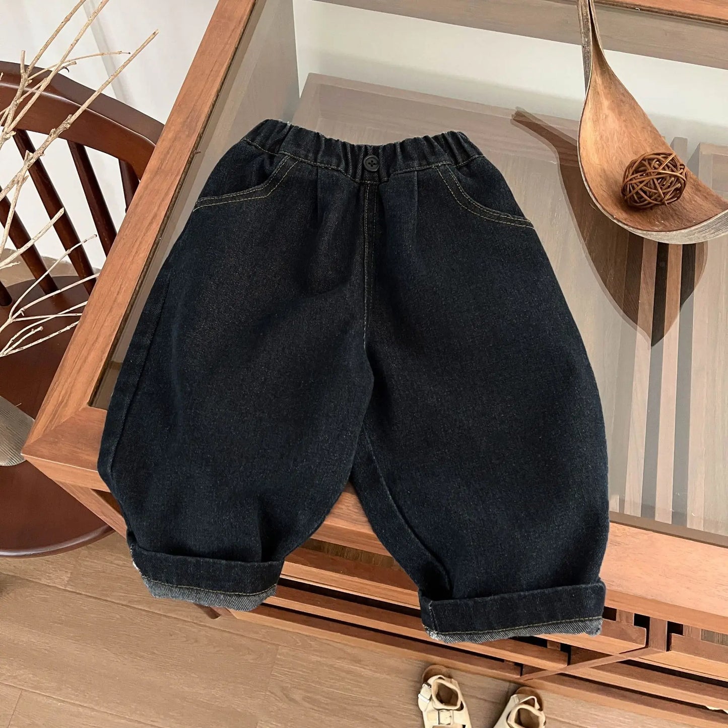 ロングパンツ・スウェットパンツ black jeans / 9M  73CM キッズアウター/パンツ レオパードヒョウ柄フーディウィンドブレーカーブルゾン/ロングルーズブラックデニムパンツジーンズ【mh0008684】