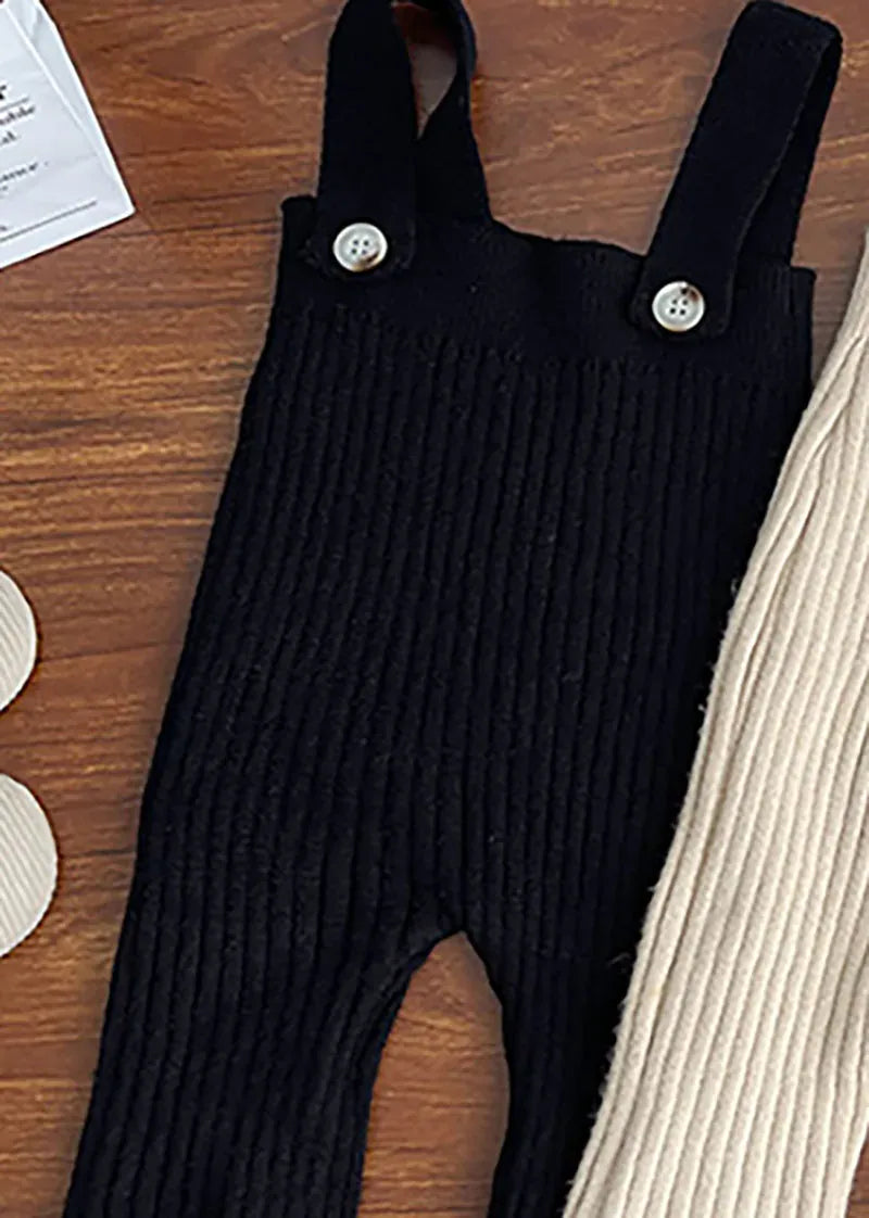 サロペットパンツ・サスペンダーパンツ black overall / 66cm ベビートップス サロペット ニットセーター ニットサスペンダーパンツ オーバーオール 2カラー
