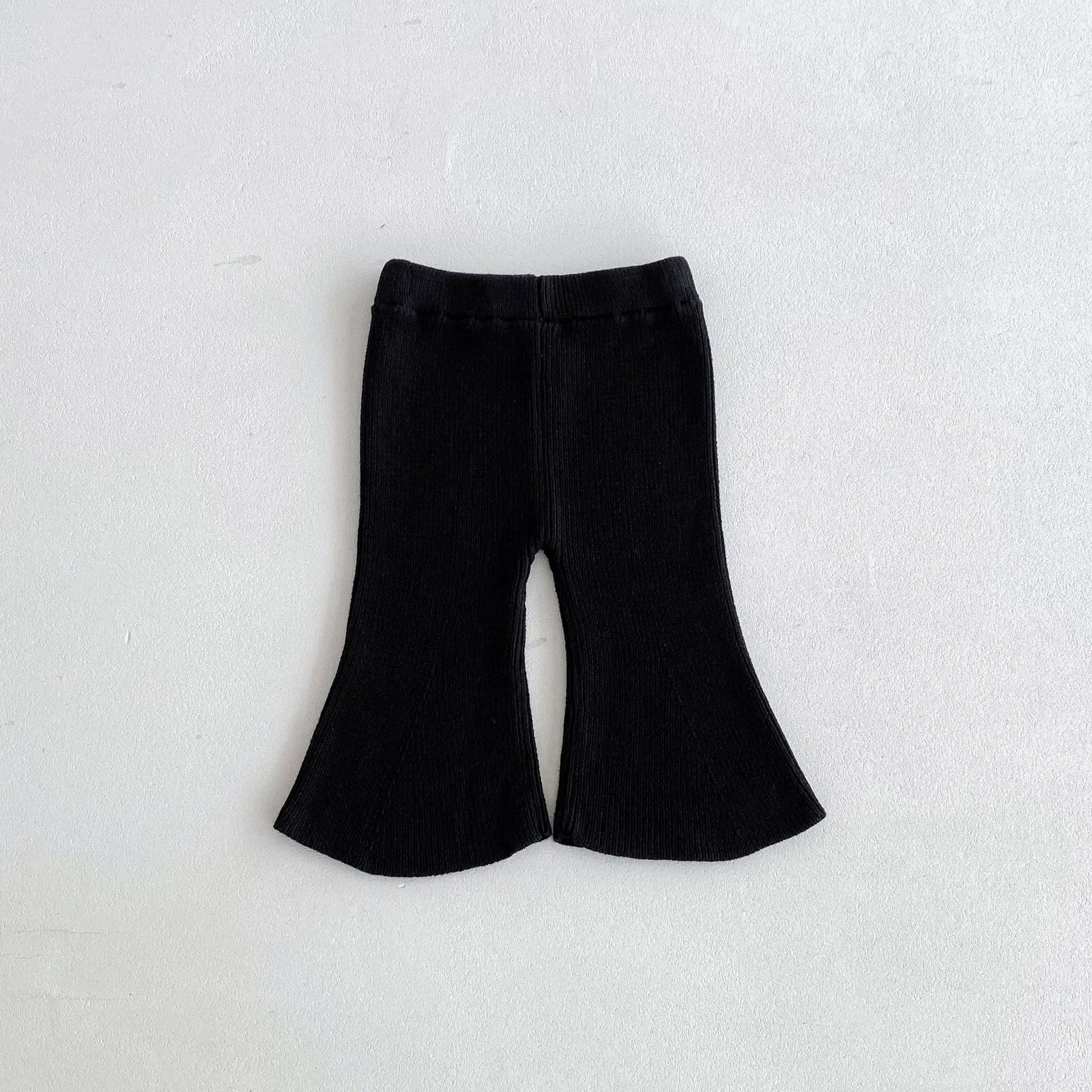 長袖セットアップ black pants / 12M  80CM キッズトップス/パンツ ニット 長袖ボーダーセーター/ニットロングフレアパンツ 3カラー