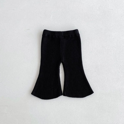 長袖セットアップ black pants / 12M  80CM キッズトップス/パンツ ニット 長袖ボーダーセーター/ニットロングフレアパンツ 3カラー