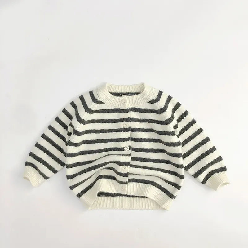 カーディガン・パーカー black striped / 80cm キッズ ボーダー ニット カーディガン