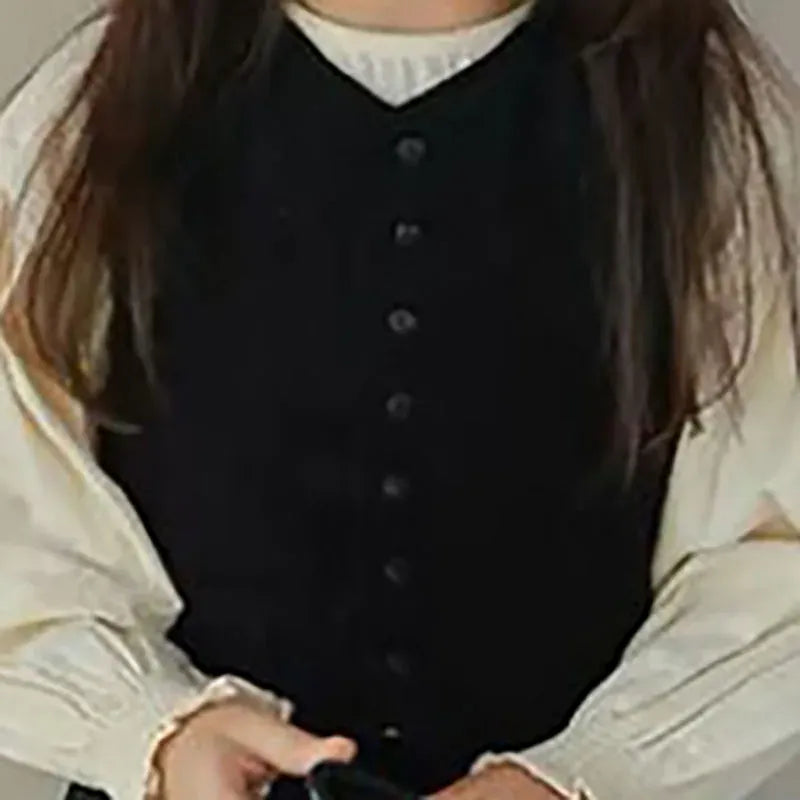 ロングパンツ・スウェットパンツ black vest / 100cm キッズトップス ベスト パンツ 長袖パフスリーブTシャツ シンプルベスト バルーンルーズパンツ