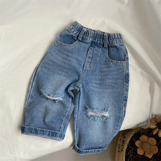 デニムパンツ blue / 12M  80cm キッズパンツ デニムパンツ ジーンズ ダメージ加工 ジーパン