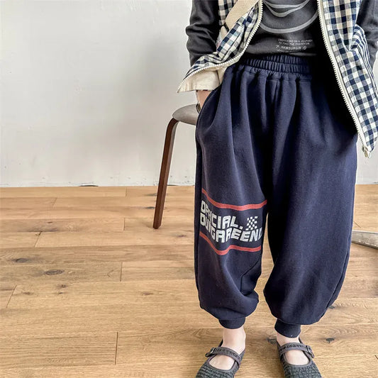 ロングパンツ・スウェットパンツ blue / 12M  80cm キッズパンツ スウェットパンツ ルーズロングパンツ レターロゴプリント 2カラー