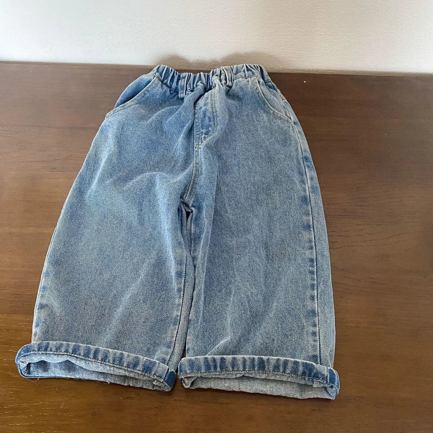 デニムパンツ blue / 12M  80cm キッズパンツ デニムパンツ ワイドルーズロングパンツ ジーンズ ジーパン 2カラー