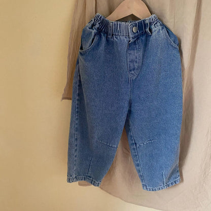 デニムパンツ blue / 12M  80cm キッズパンツ デニムパンツ ルーズパンツ ジーンズ ブルー/ブラック/2カラー