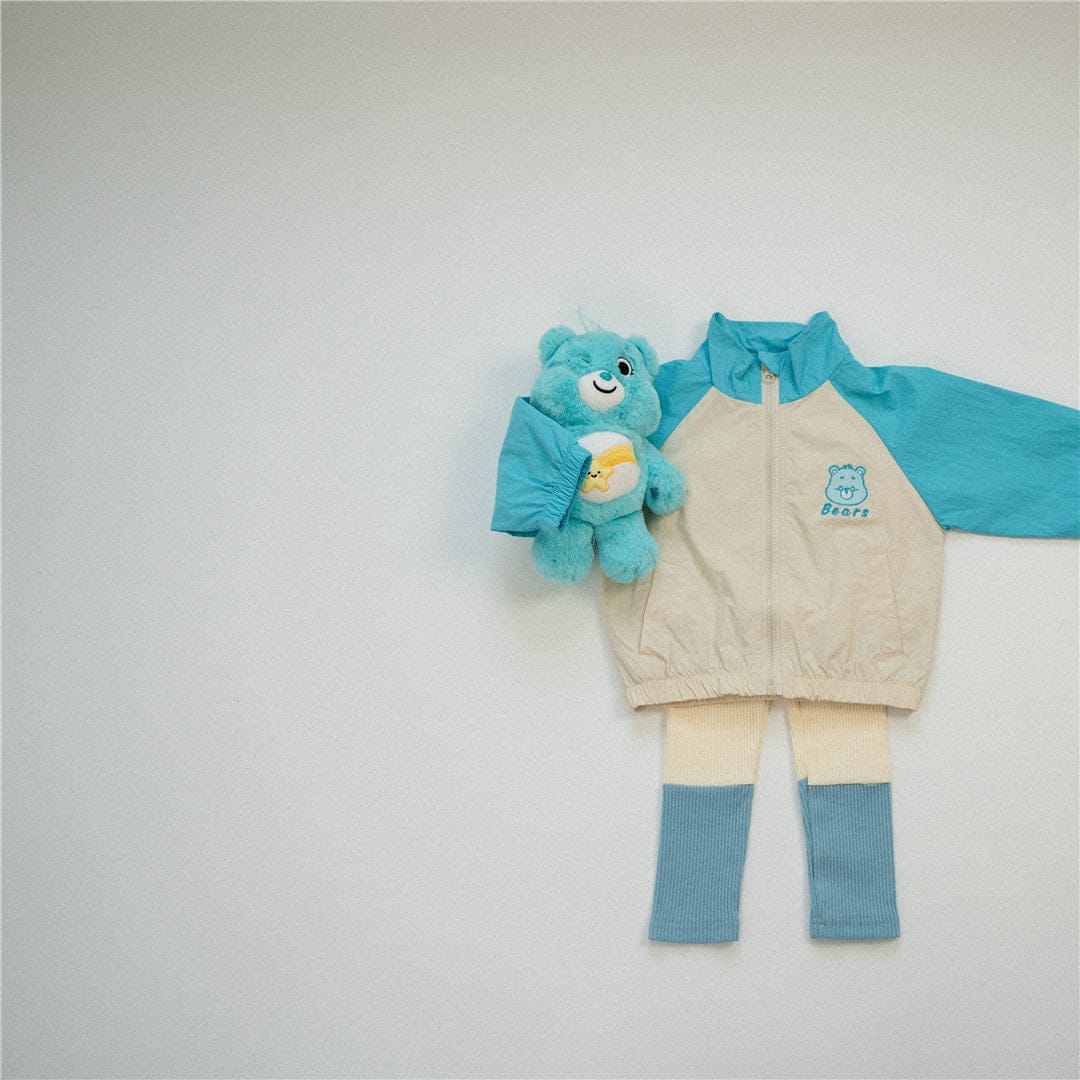 レギンスパンツ blue / 12M  80cm / 取り寄せ（7〜21日） キッズパンツ リブレギンスパンツ カラフルパッチワーク 5カラー
