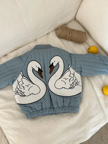 ショートコート・ジャケット・ジャンパー Blue / 24M  90CM キッズアウター バック刺繍キルティングパデッドブルゾンジャケット【mh0008226】