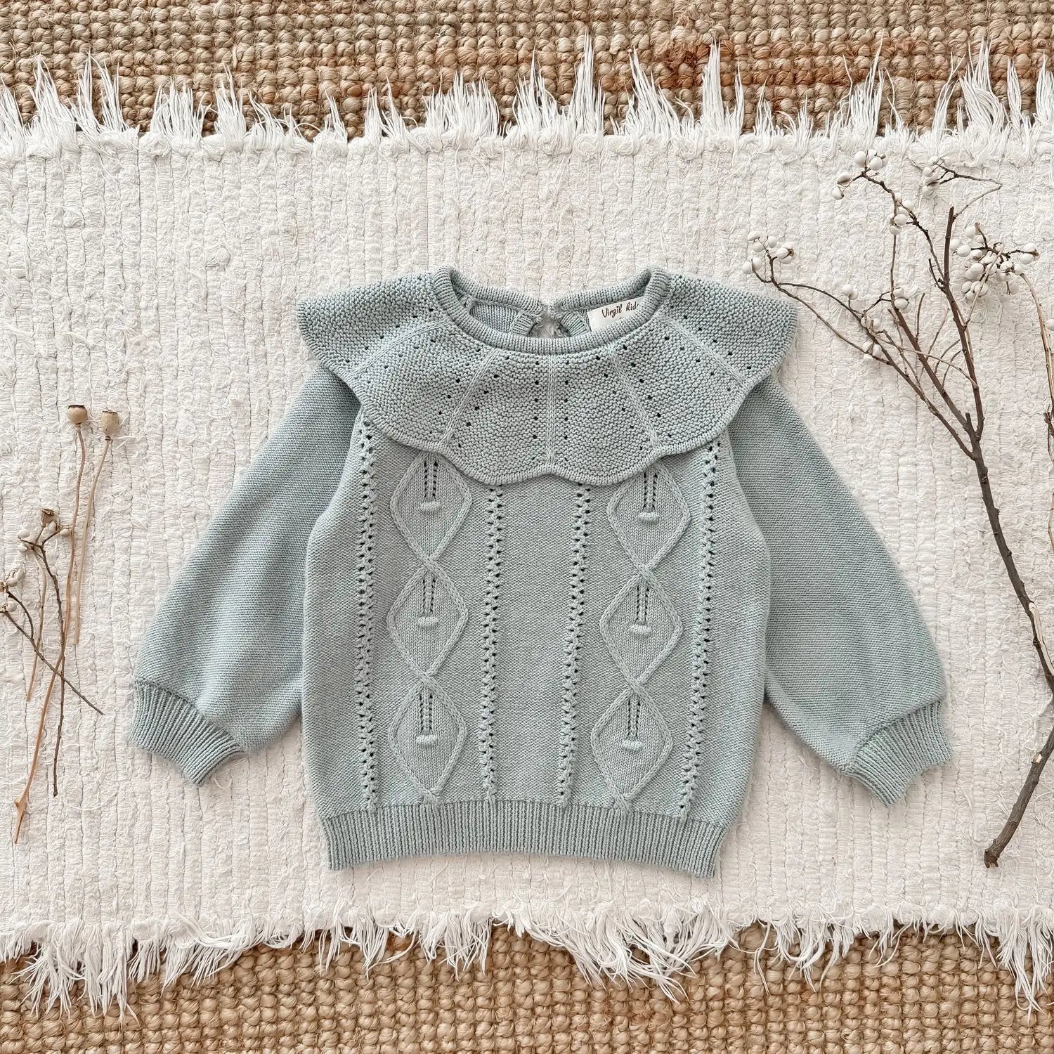 ニット・セーター blue / 2T (90) / 取り寄せ（7〜30日） キッズトップス ニットビッグサークル襟セータートップス 2カラー