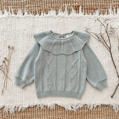 ニット・セーター blue / 2T (90) / 取り寄せ（7〜30日） キッズトップス ニットビッグサークル襟セータートップス 2カラー