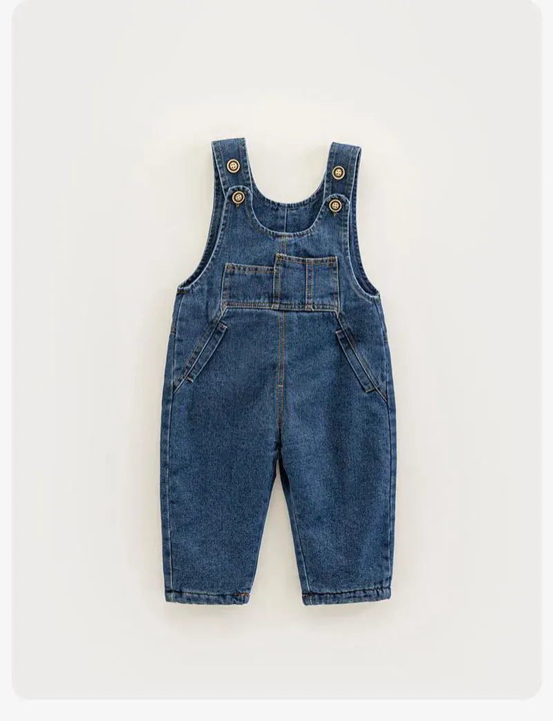 オーバーオール Blue / 6-9M 73cm ベビーキッズオーバーオール 裏フリース厚手デニムサスペンダーパンツ