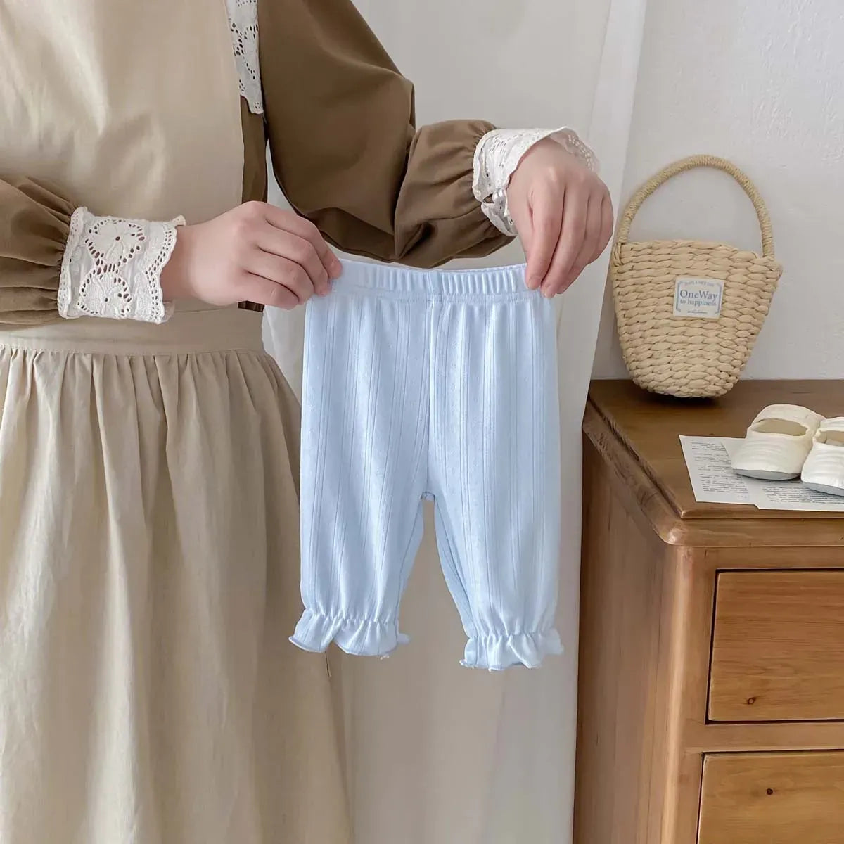 ロングパンツ・スウェットパンツ Blue / 6M  66CM ベビーパンツ フリルルーズパンツ シンプルベーシック パステル 4カラー【mh0005434】