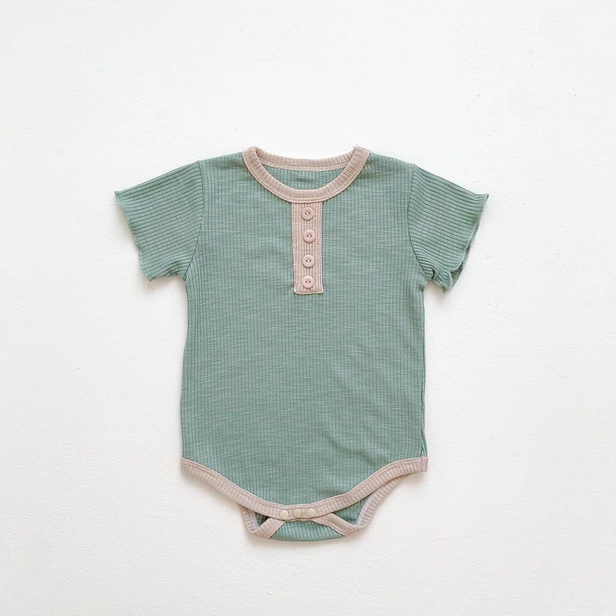 半袖ロンパース Blue / 6M 66cm ベビー リブ 半袖 ロンパース【mh0000777】