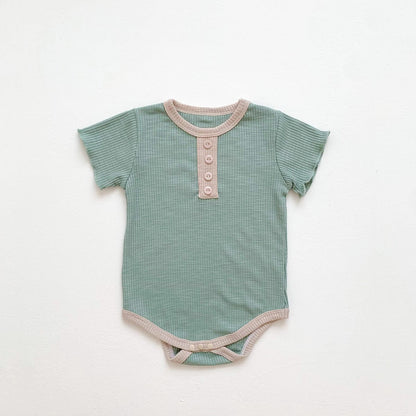 半袖ロンパース Blue / 6M 66cm ベビー リブ 半袖 ロンパース【mh0000777】