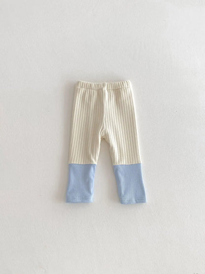 レギンスパンツ Blue / 6M  66CM ベビーパンツ パッチワーク裏フリース厚手レギンスパンツ【mh0007808】