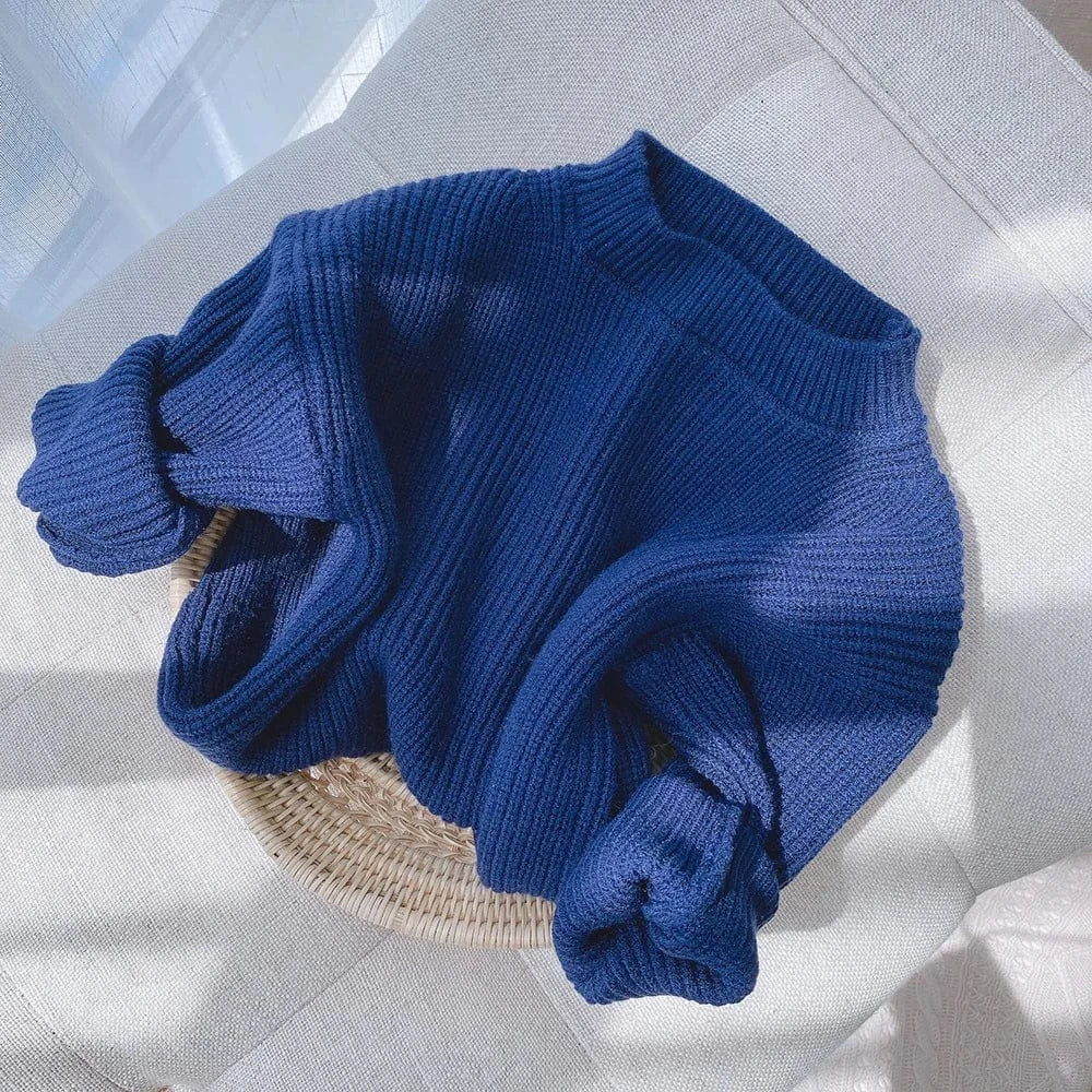 ニット・セーター Blue / 73cm ベビーキッズセーター ニット ルーズプルオーバー トップス ユニセックス 男の子 女の子 子供服