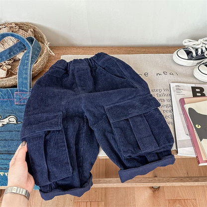 ロングパンツ・スウェットパンツ blue / 80cm キッズ コーデュロイ ポケット カーゴパンツ ボーイズ