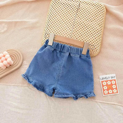 ハーフパンツ・ショートパンツ blue / 80cm ☺︎ キッズパンツ フリルショートパンツ デニム 2カラー