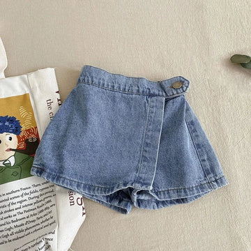 ハーフパンツ・ショートパンツ blue / 90cm / 取り寄せ（3〜14日） ☺︎ キッズパンツ デニム 巻きスカート ショートパンツ パンツインスカート