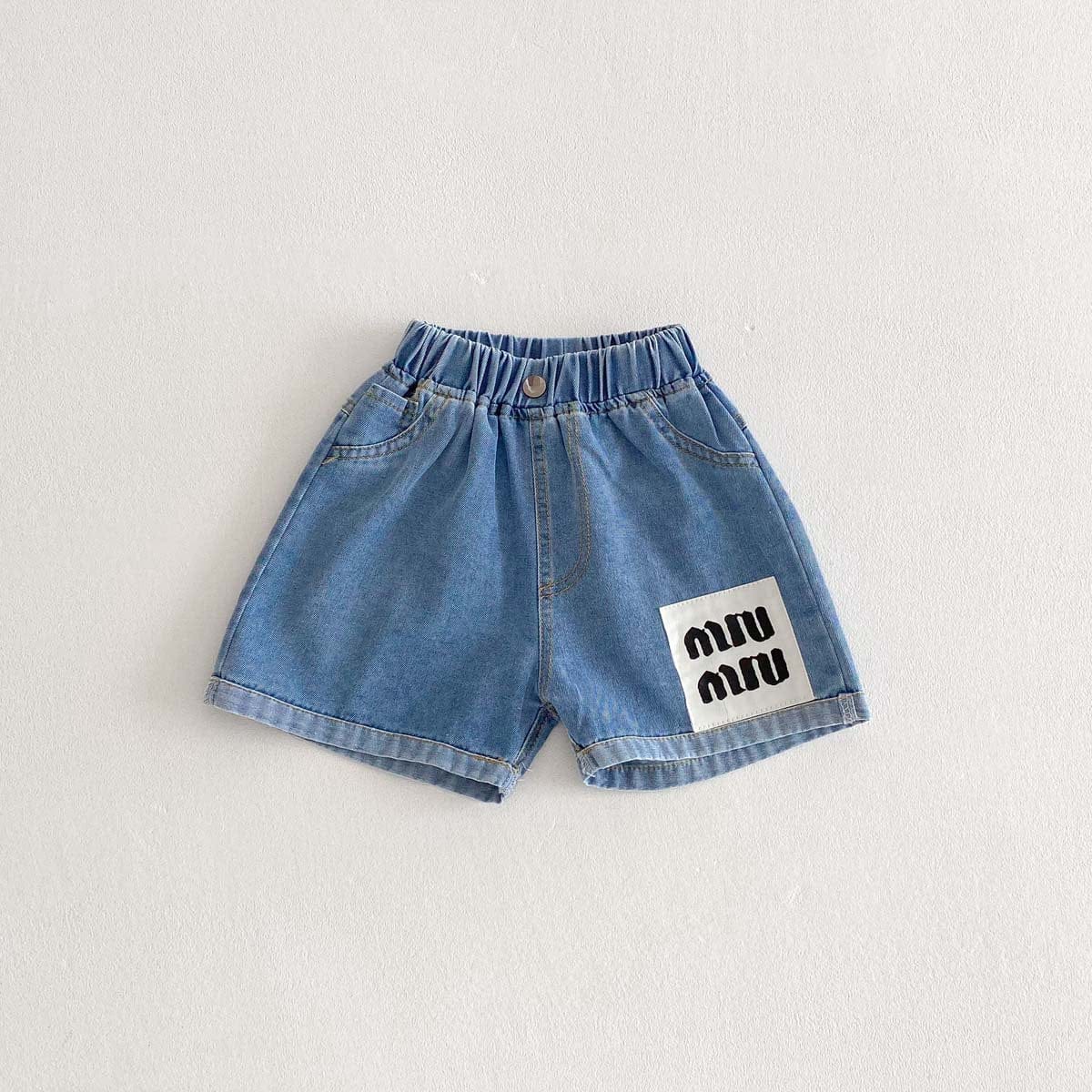 ハーフパンツ・ショートパンツ Blue / 90cm ボーダー/無地ビッグタグショートパンツ【mh0010347】