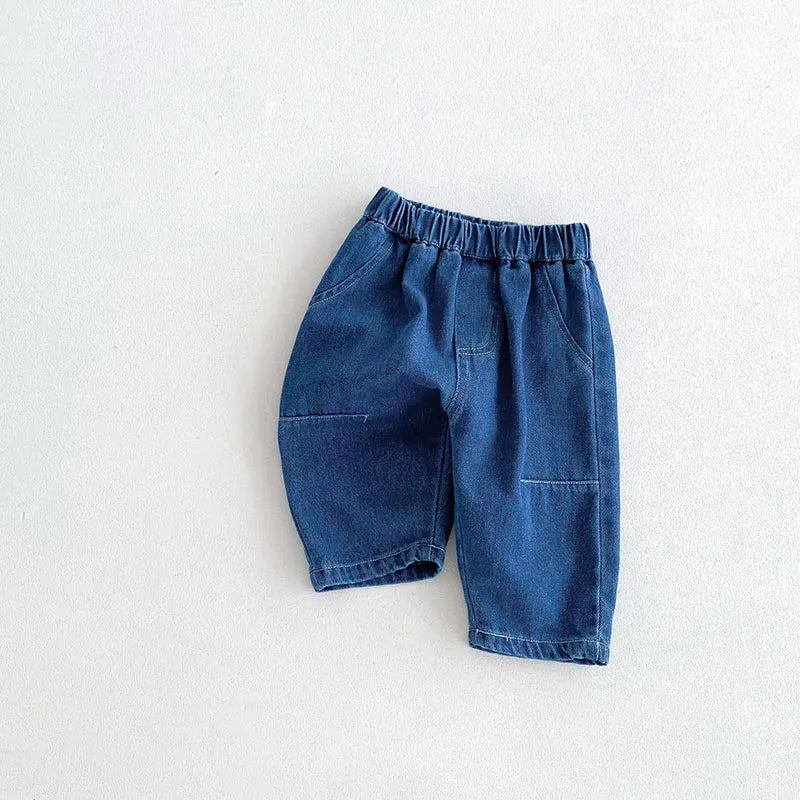 デニムパンツ Blue / 9M 73cm ベビーキッズパンツ シンプルルーズワイドデニムパンツ ジーンズ 2カラー【mh0007758】