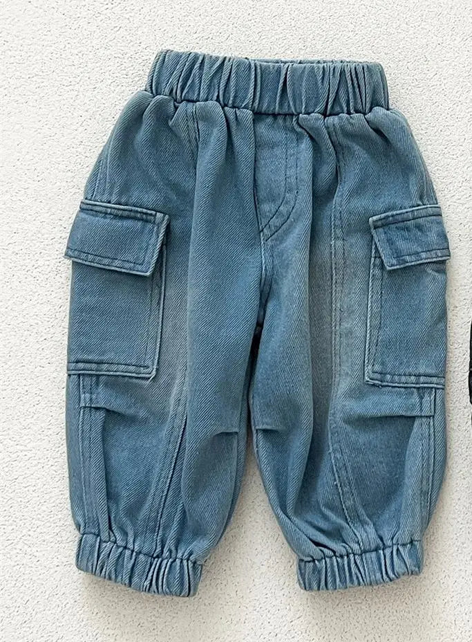 デニムパンツ Blue / 9M  73CM キッズパンツ シンプルベーシックデニムカーゴパンツ【mh0008818】