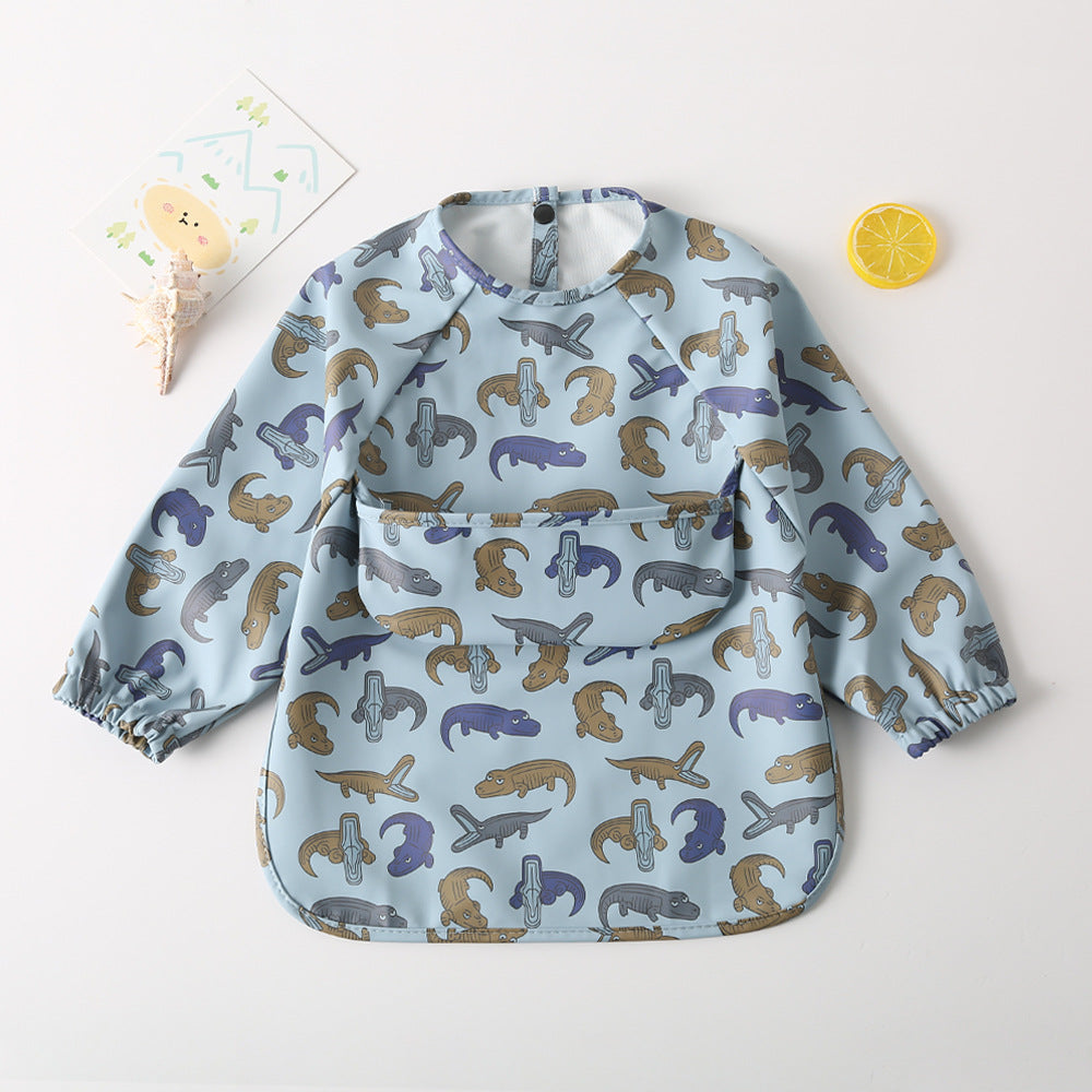 よだれかけ blue crocodile / S Long Sleeve PU Waterproof Bib 長袖 PU 防水 お食事エプロン【mh0012236】