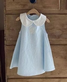 ノースリーブワンピース blue dress / 80cm ☺︎ ベビー キッズ フラワー 刺繍 丸襟 ノースリーブ ロンパース ワンピース リンク 姉妹 お揃い コーデ ガールズ